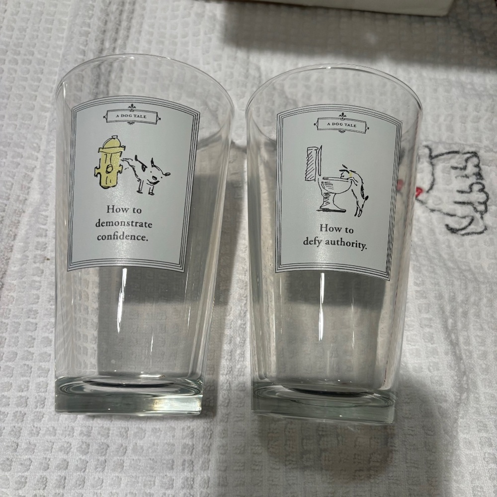 4 glass Dog Tale pint glasses